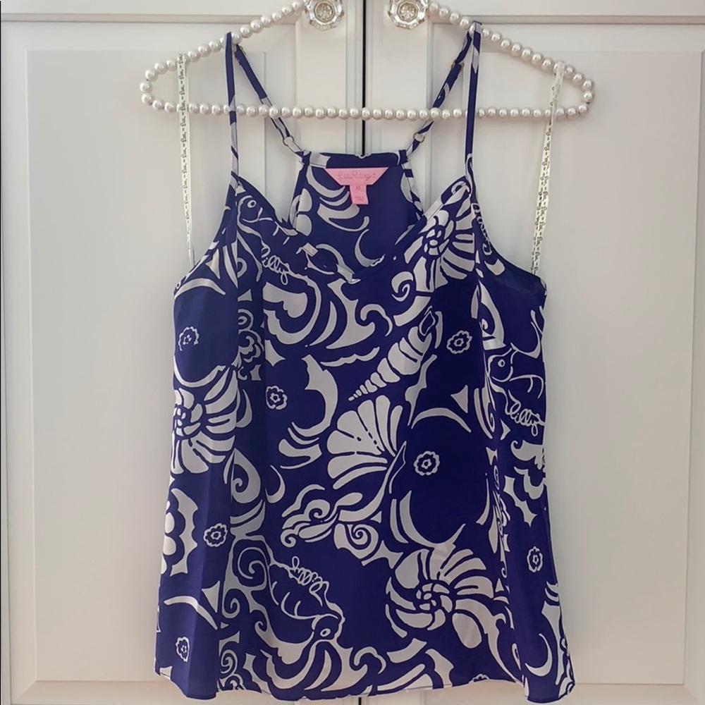 Lilly Pulitzer Dusk Silk Tank Tide Pools XS